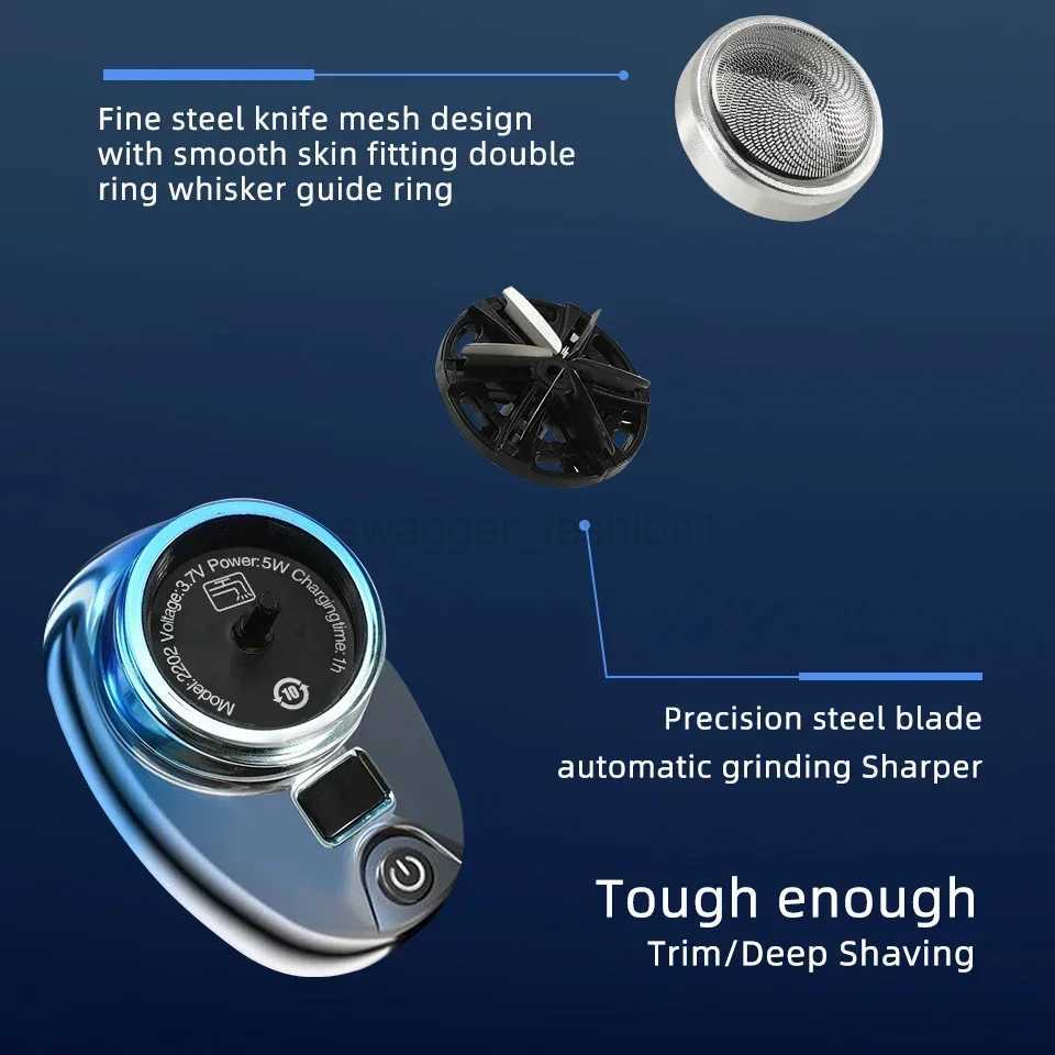 Portable Mini Electric Rechargeable Shaver Digital Power Display Mens Razor Waterproof Cordless Razor Beard Shaver for Face BodyB240709