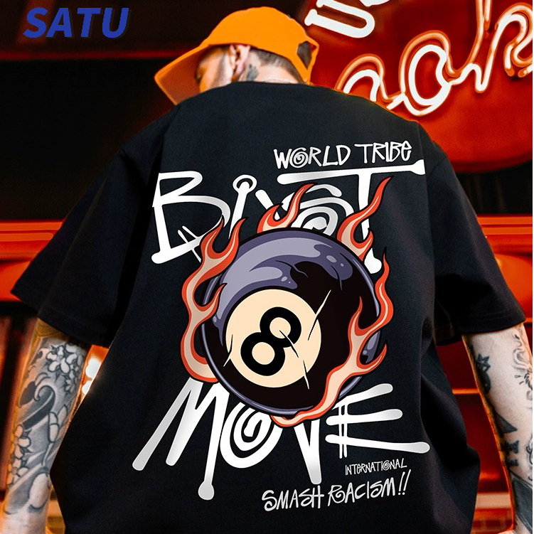 Korea READY BLOCK SATU Korean Japanese Hip Hop Premium 200GSM Casual Graffiti T-shirt Couple Shirt Men's and Women's COD