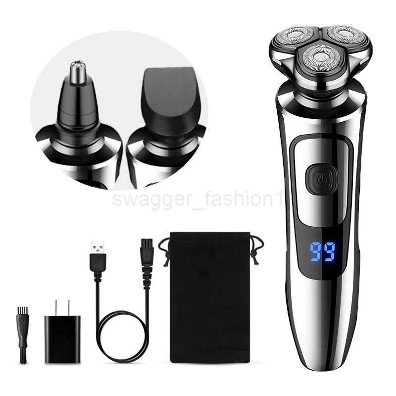 Electric Shaver Man Rechargeable Razor Shaving Knife Whisker Knife Household Portable Floating Three Tip Water WashB240709