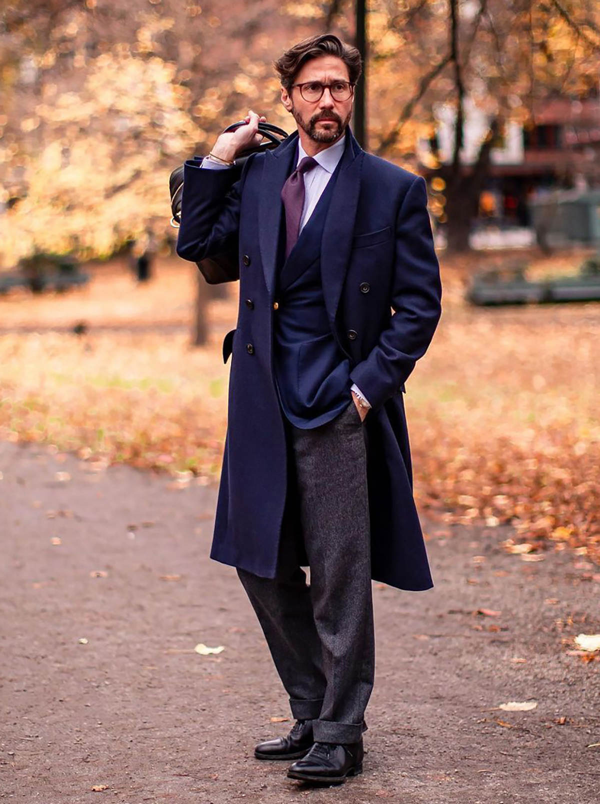 Formal Navy Blue Men Suits Thick Wool Custom Made Double Breasted Tuxedos Peaked Lapel Blazer Back Vent Business High Quality Popular Cheap Price Long