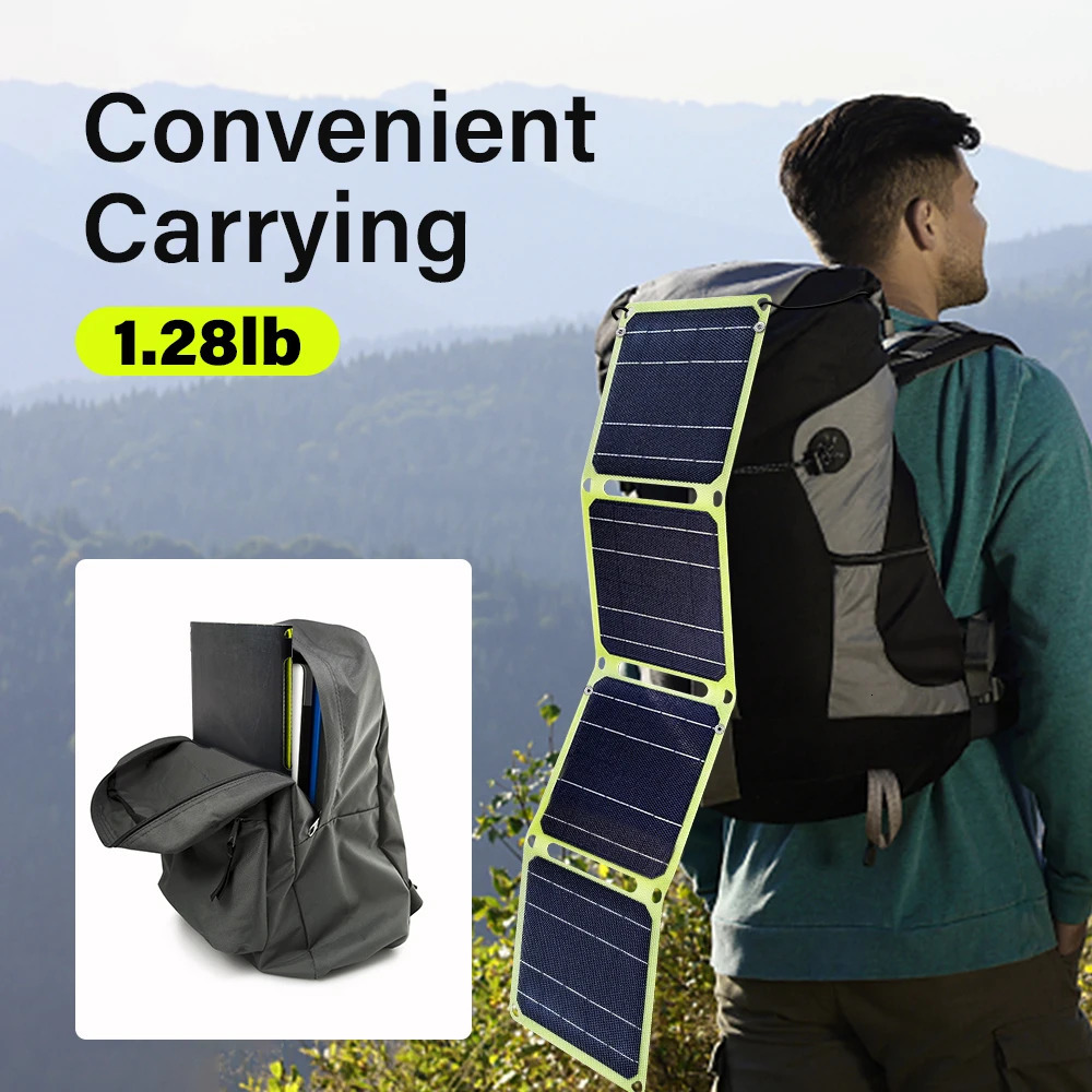 JMUYTOP Outdoor powerful Portable Solar Panel 5v 21w 40W battery phone charger PD 20w 30 9V 12V For USB A C Power bank 240711