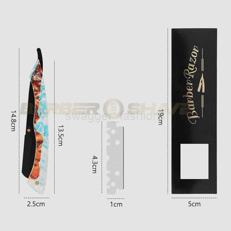 Professional Mens Colorful Handle Straight Edge Barber Razor Holder Broken Hair Shaving Tools Folding Knife Facial Beard ShaverB240709