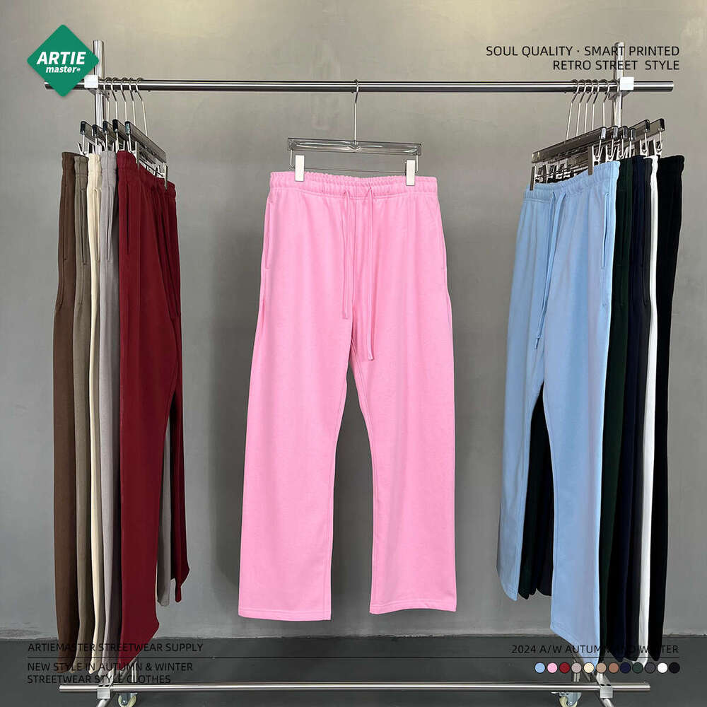 2024 Autumn Winter New Product 430g Straight Tube Looped Solid Color Loose Sports Trend Brand Men's and Women's Casual Pants Straight Tube G