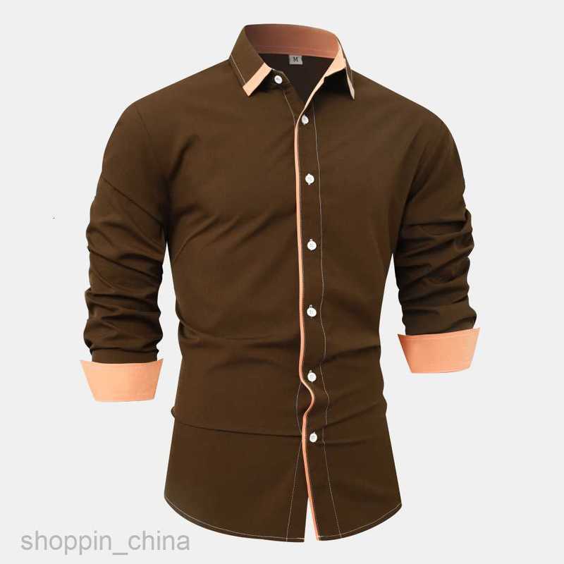 Mens Casual Shirts New Men's Splicing Color Contrasting Long Sleeve Shirt Large Fashion Casual Shirt for Men tops