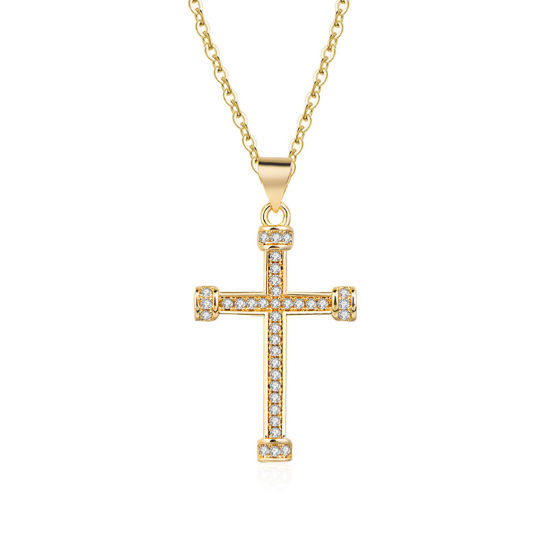 14K Gold Cross Necklaces for Women Dainty Diamond Cubic Zirconia Crucifix Cross Necklace Faith Pendant Jewelry Religious Jewelry Christmas Mother'