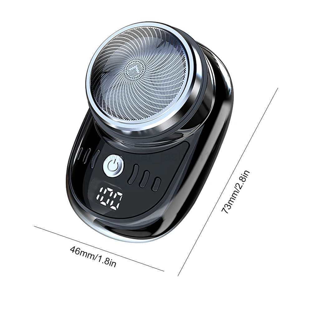 Men Mini Electric Travel Shaver with Digital Display Face Beard Trimmer Washable Rechargeable Shaver Pocket Size Portable ShaverB240709
