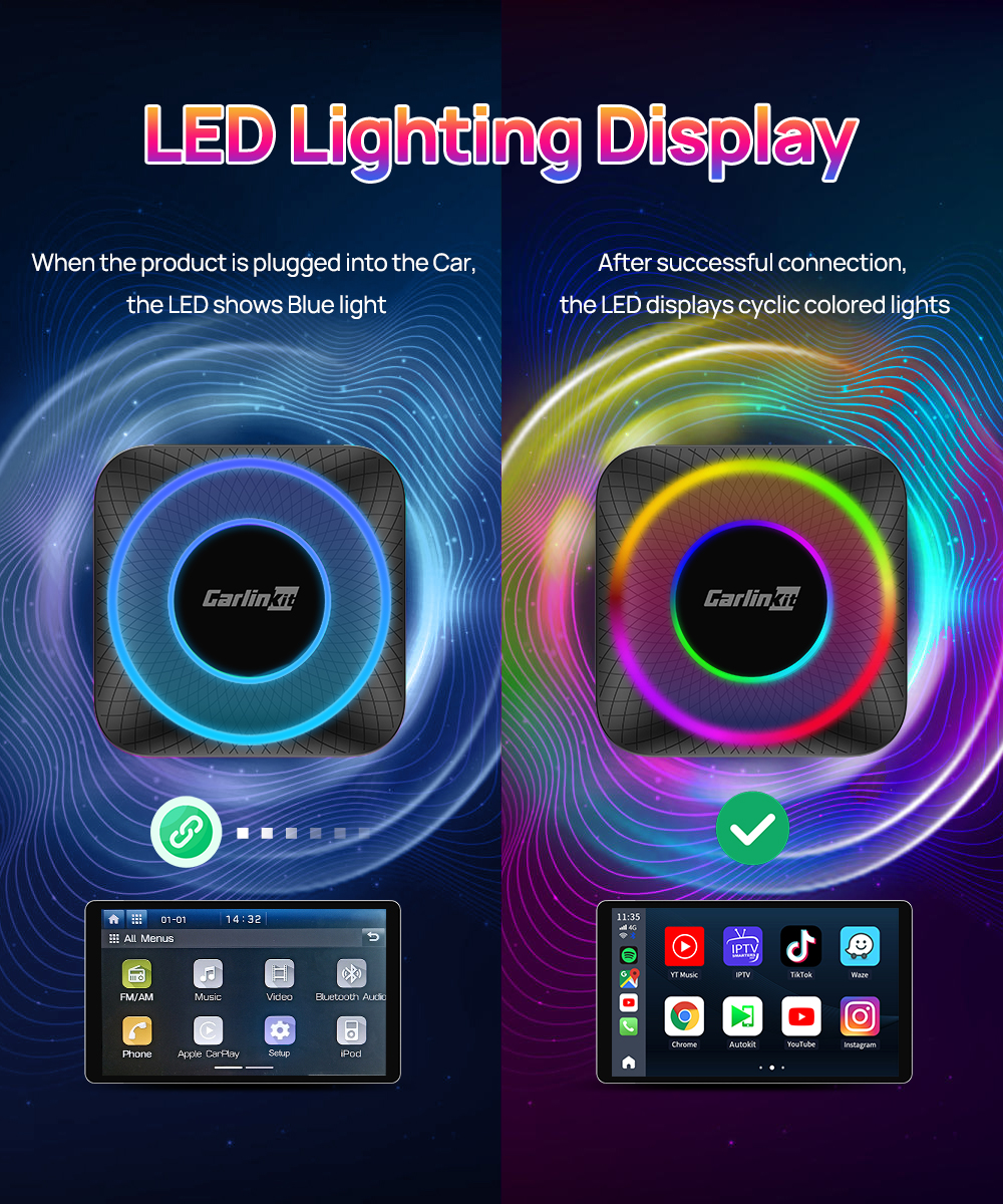 Carlinkit Car carplay ai box QCM6225 chipset android 13 4gb + 64gb 4G SIM card magic carplay box e-map navigaiton youtube netflix APP using