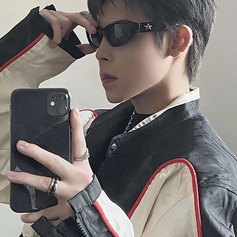 FEWQ American Style High Street Dark Handsome Mens Jacket Top Zipper Contrast Color Round Neck Male Tops Fashion 24X1544 240716