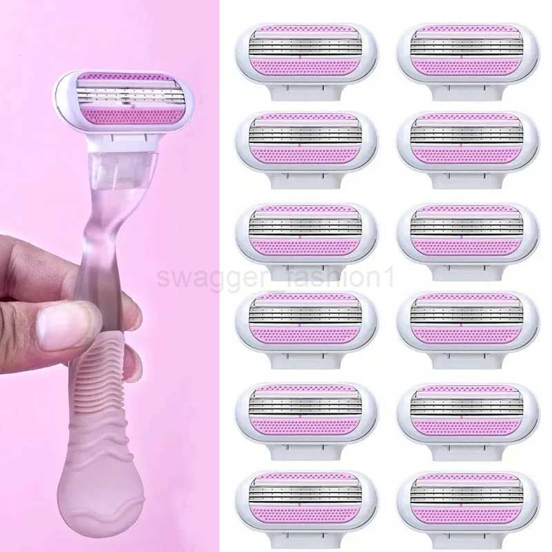 1 Handle + 4/8 Blade Women Safety Razor Blades Face/ Leg/ Armpit/ Bikini Beauty Hair Removal Shaving Compatible Venus ShaverB240709