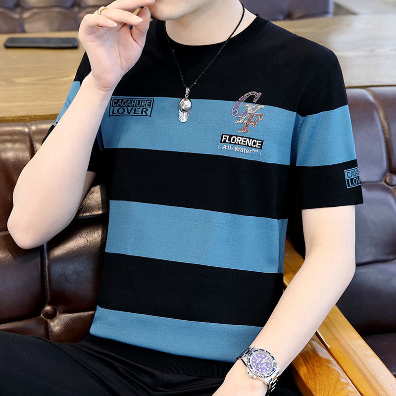 2024 Men's Summer High end Casual Pure Cotton Comfortable Thin Round Neck Short Sleeve T-shirt