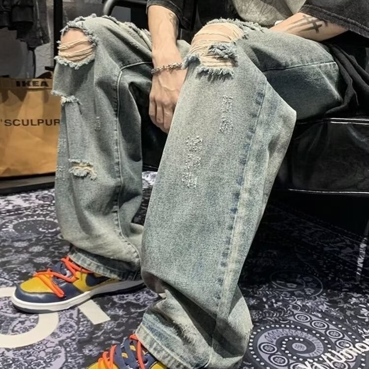 Jeans seasonal regular loose straight wide leg American fashion brand workwear casual pants men's style