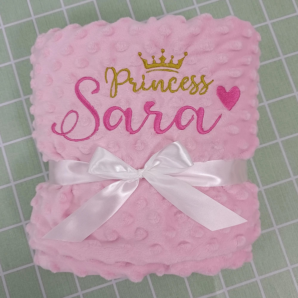 Name Personalised Bubbled Fleece Blanket DIY Custom Toddler Crib Bed Stroller Swaddle For born Birthday Gift Present 240703
