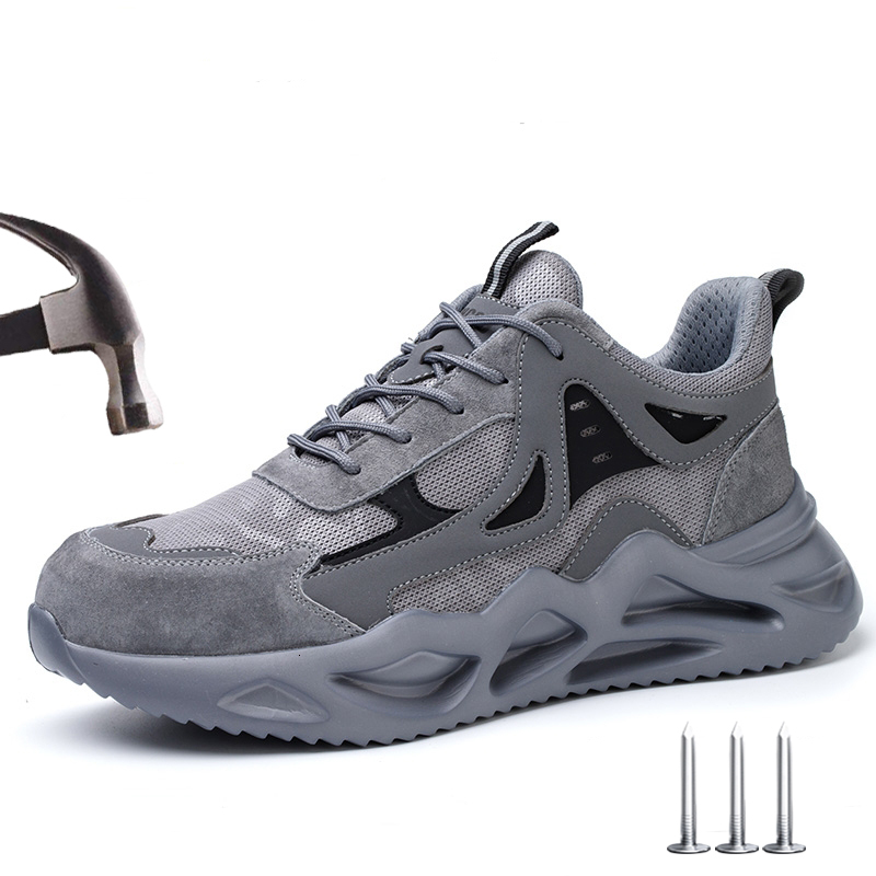 Men Lightweight Breathable Sneakers Indestructible Protective Work Shoes Anti-Smash Anti-Puncture Safety Boots