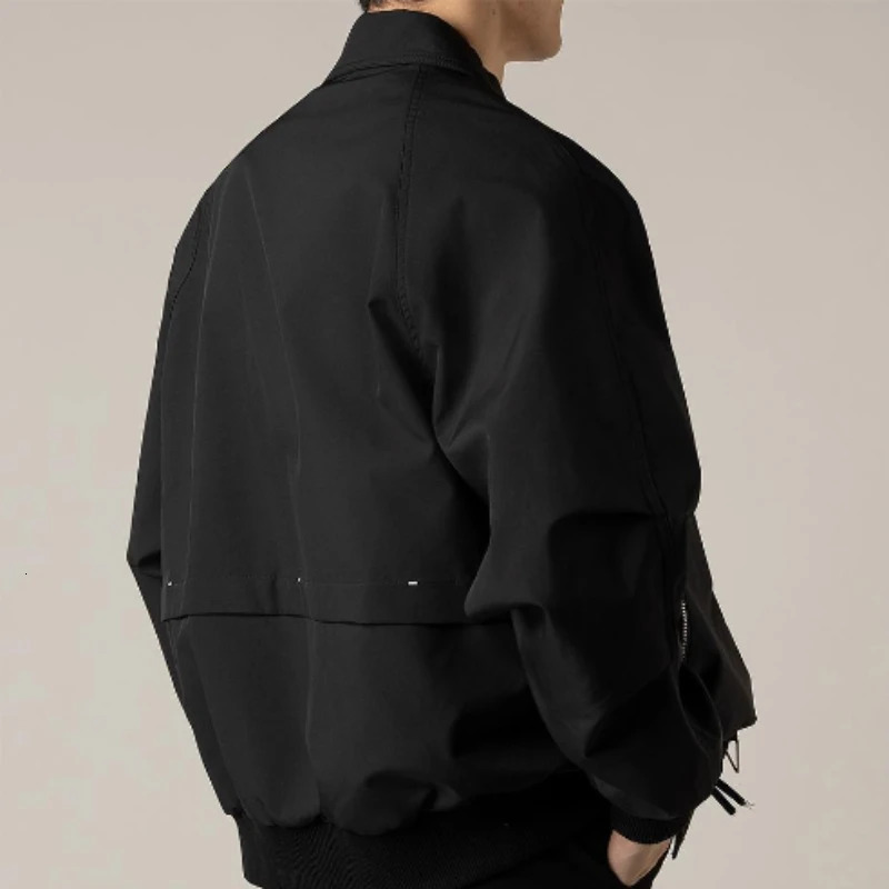 Mens elegant solid Brown black coat Loze Rappel plush top zipper short jacket vintage street wear 240709