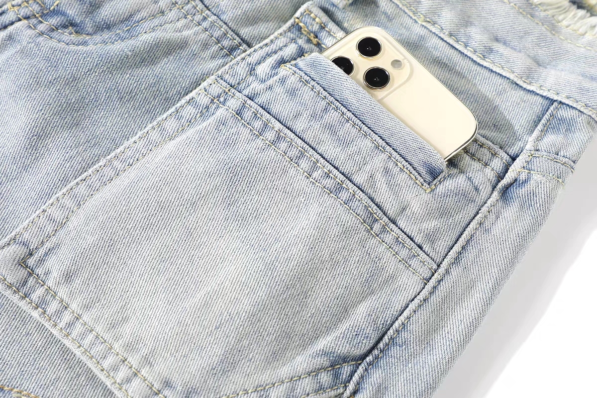 InmonLee's niche design style, fringed straight leg jeans, children's summer new high waist slimming versatile shorts