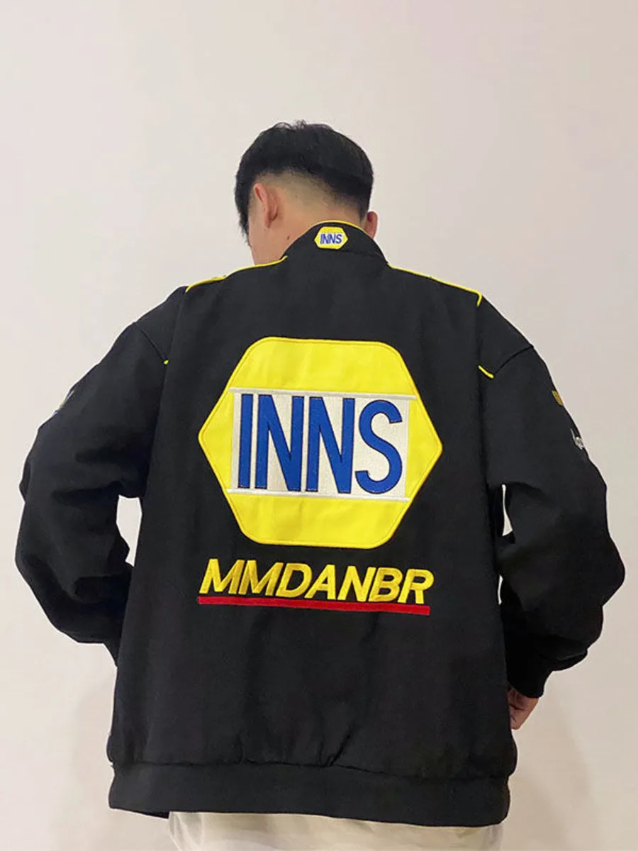 Hip Hop Y2k Racing Loose Jackets Baseball Coat Embroidery Men Women Spring Autumn Long Sleeve Bomber Motorcycle Racer Coat Top 240715