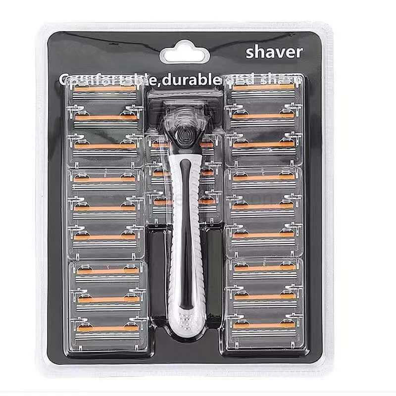21-Blade Men Shaver Manual Razor Body Hair Cutting Beard Shaving Bikini Trimmer Three Layer Barber Shaver Multi Head ChangeableB240709