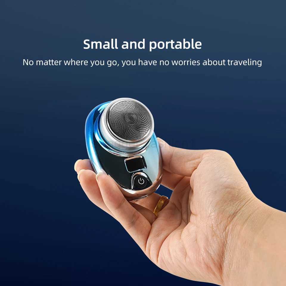 Portable Mini Electric Rechargeable Shaver Digital Power Display Mens Razor Waterproof Cordless Razor Beard Shaver for Face BodyB240709