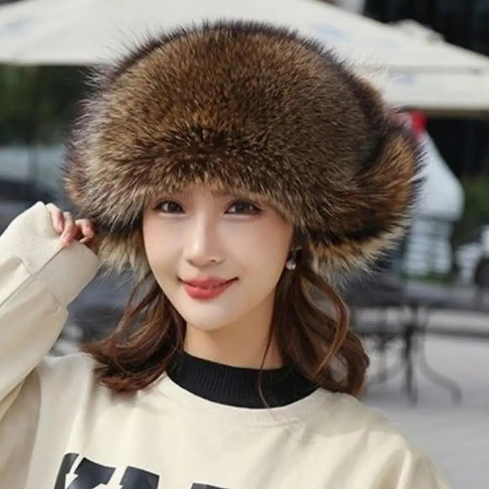 Faux Fur Little Raccoon Hat with Tail and Plush Ball Pendant Winter Warm Cute Soft Bomber for Kids Adults 240716