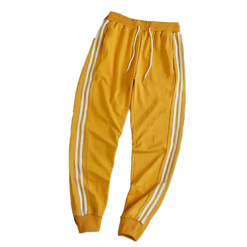 Casual Mens Drawstring Elastic Waist Two stripes Pocket Pants Sports Pants Sweatpants 240715