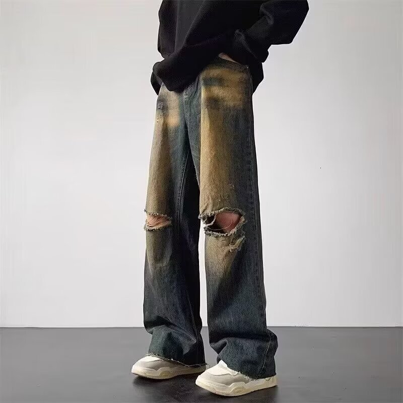 Men's Designer Ripped Jeans, High-Quality Streetwear, 2024 Collection, Free Shipping