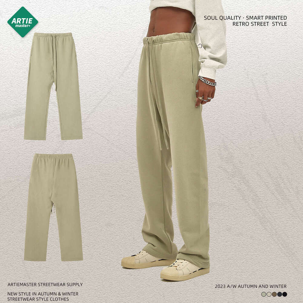 | 2023 New Street Fashion Brand Smith Velvet Loose Drawstring Casual Straight Wide Leg Pants Overalls Plaid Trousers Waterproof Trousers Man