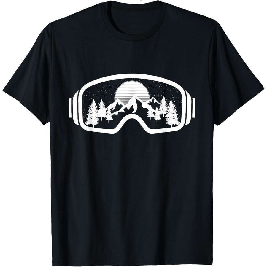 Designer Mens Womens T shirt Tshirt Tee Tops Ski Snowboard Shirt Goggles Skiing Snow Mountain Winter Gift T-Shirt Fashion Clothes Free shipping