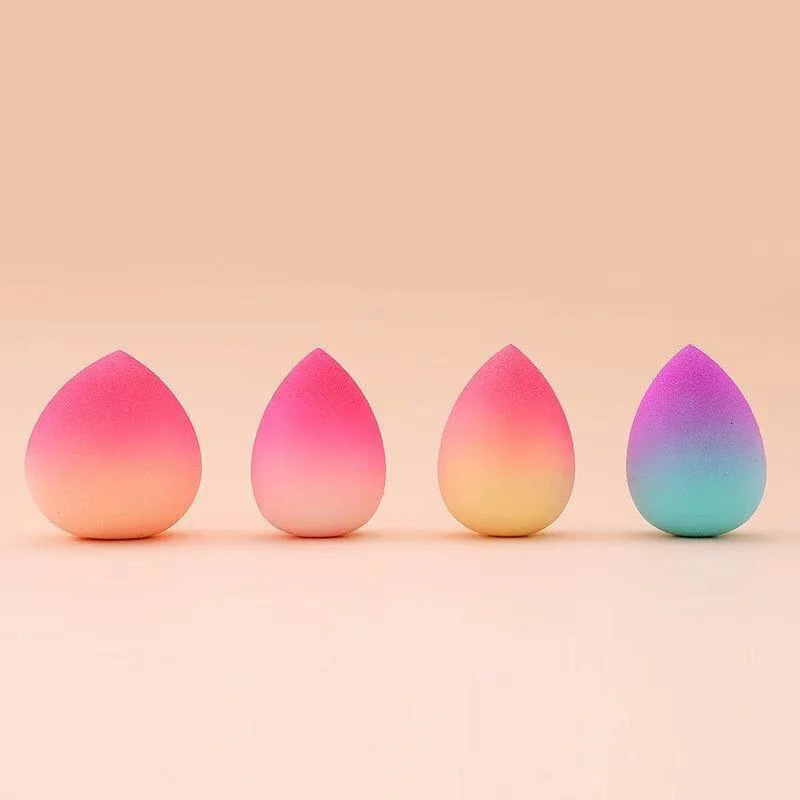 3 Pcs Gradient Color Egg Foundation Sponge Water Drop Shape Smooth Applying Cosmetic Peach Puff Powder Wet&ampDry Dual F718-7