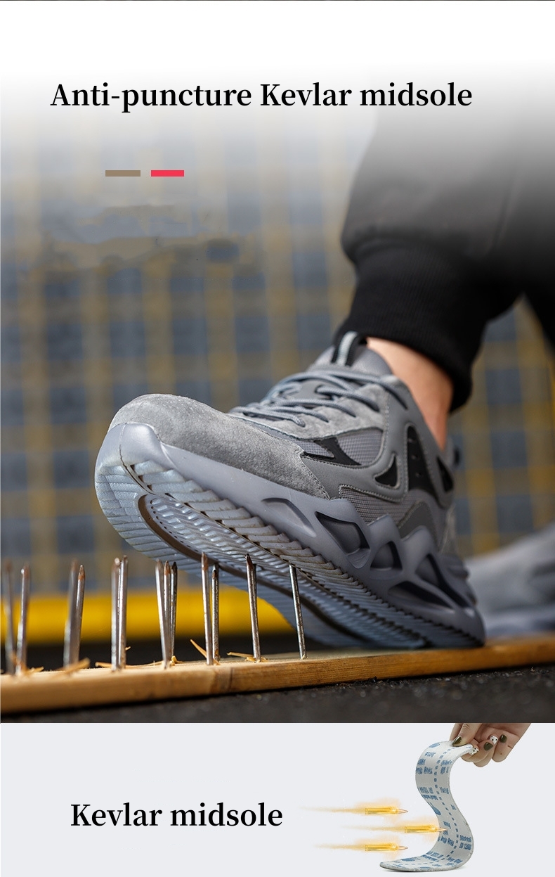 Men Lightweight Breathable Sneakers Indestructible Protective Work Shoes Anti-Smash Anti-Puncture Safety Boots