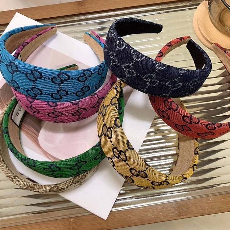 Macaron color letter gg clip headband women fashion everything French luxury senior sense letter fold new cloth hair band dd hair accessories