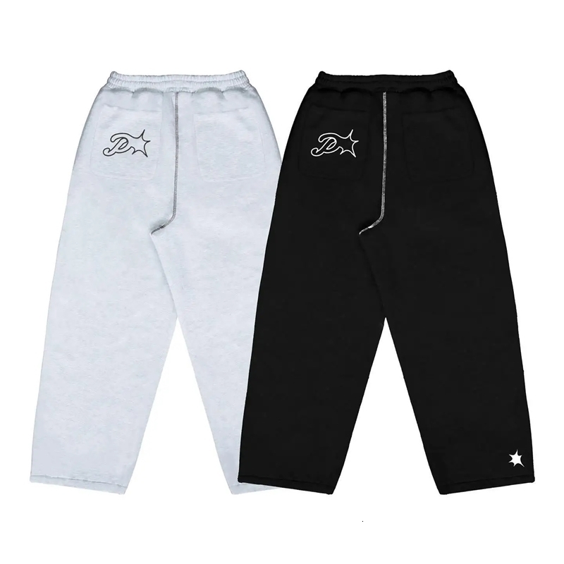 Harajuku Hip Hop Letter Embroidery Streetwear PROTECT jogging pants Y2K mens Vintage Black Baggy pants High Waist Wide Trouser 240708