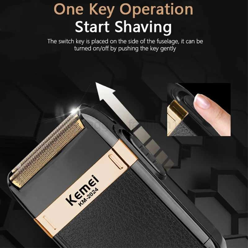 Kemei USB Charging Electric Shaver Additional Cutter Head Reciprocating Twin Blade Razor Shaver Beard Trimmer KM-2024B240709
