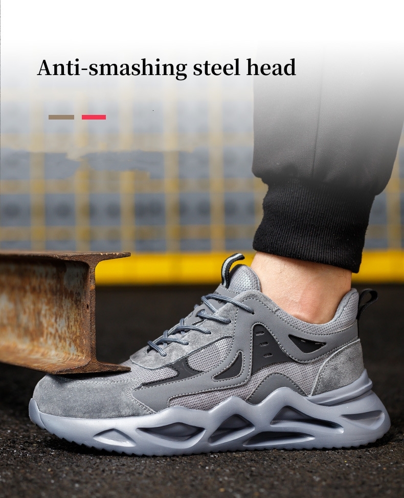Men Lightweight Breathable Sneakers Indestructible Protective Work Shoes Anti-Smash Anti-Puncture Safety Boots