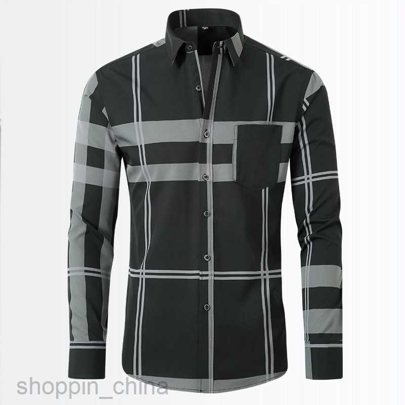 Mens Casual Shirts Elastic shirt Men's long sleeved men's gold stamping shirt Men's thin slim shirt tops
