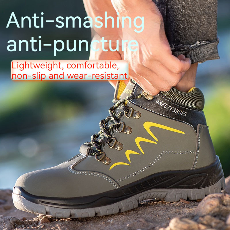 Men Steel Toe High Top Indestructible Shoes Puncture-Proof Anti-Smash Work Sneaker Winter Safety Boots