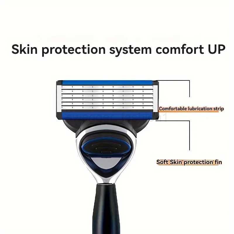 6-layer classic shaver stainless steel manual shaver suitable for mens facial care sharp bladeB240709