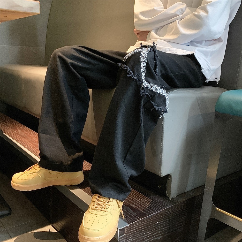 American hip-hop men's autumn oldschool straight loose wide leg ins high street trendy casual pants