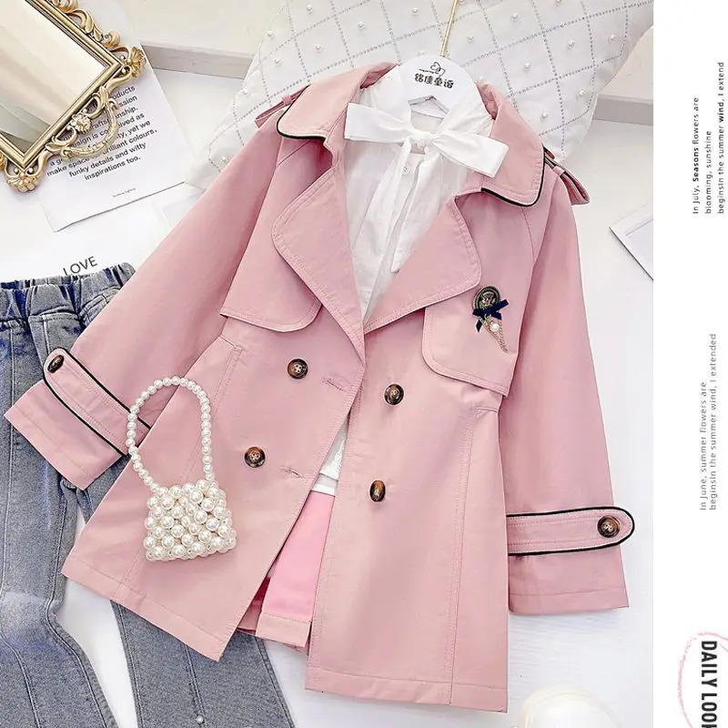 Baby Kids Fall Teenage Elegant Trench Princess Kids Formal Lady Elegant Outwear 5-12T 240710