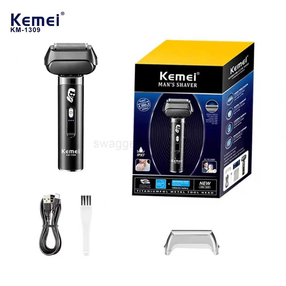 Kemei 4-Blade Professional Electric Shaver IPX7 Safety Razor Travel Portable Electric Shaving Household Beard Trimmer KM-1309B240709