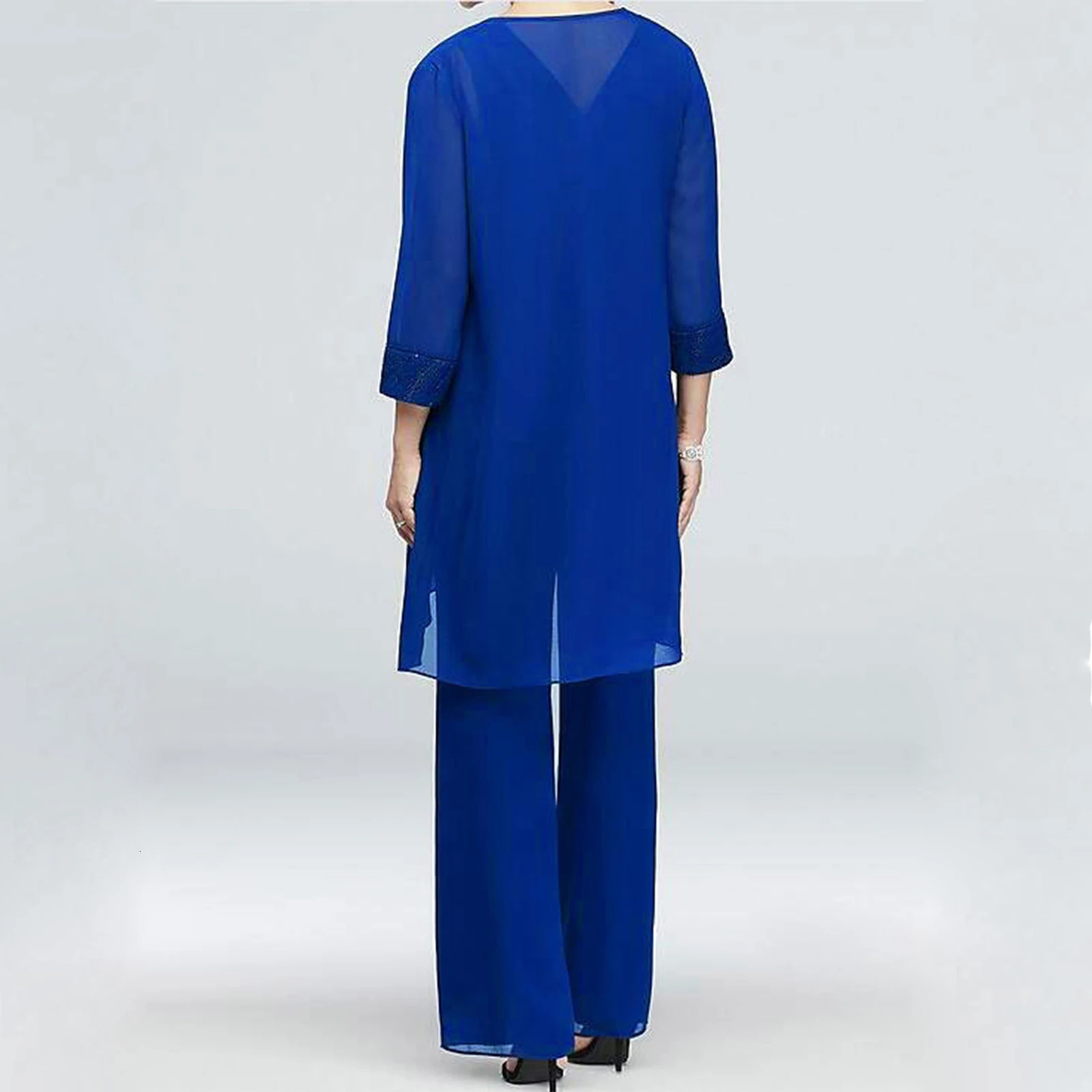 Women Cocktail Party Prom Suit Evening Lace Wedding Chiffon 3Piece Outfits Tank Tops Cardigan And Straight Pants 240716