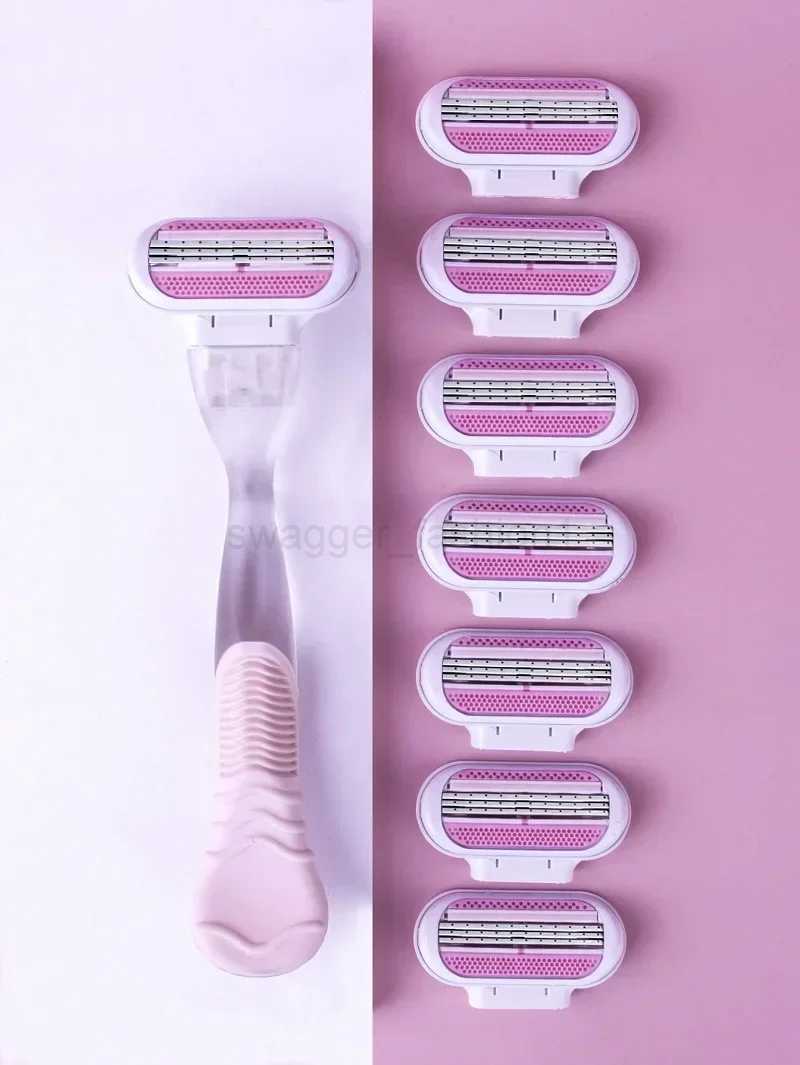(1 Handle +8 Blades ) Women Safety Razor Blades Face/ Leg/ Armpit/ Bikini Beauty Hair Removal Shaving Compatible Venus ShaverB240709