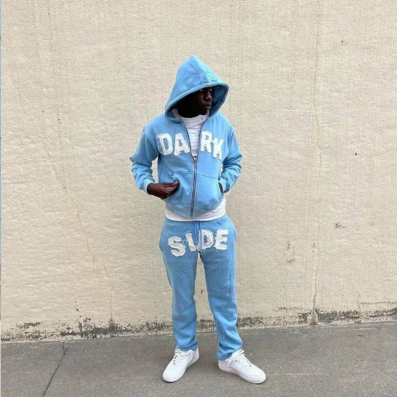 Y2K American Letter Printed Jacket High Streetwear Fashion Oversized Hoodie Men Retro Punk Casual Pullover Sweatshirt Top 240708