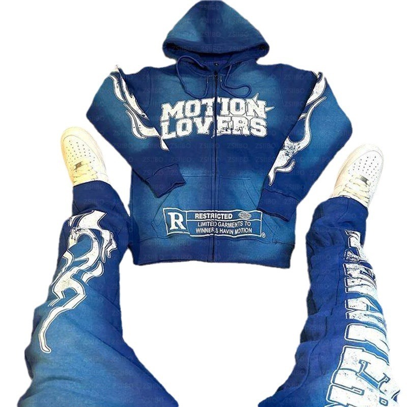 MOT10NLOVERS Hiphop Mens Casual Fashion Sportswear Twopiece Set Harajuku Street Clothing Super Dalian Hoodie Y2k 240601