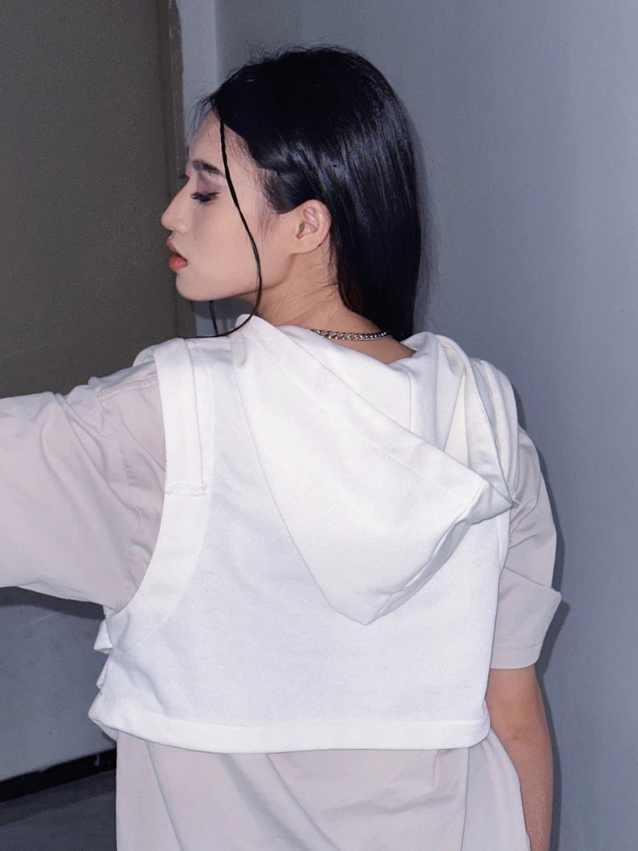 Men Women Vest Coat Chic Sleeveless Hooded Vest Hollowed Skeleton Gilet Solid Color Hoodie Streetwear for Party Club Grunge Y2K 240708