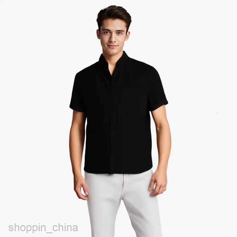 Mens Casual Shirts Summer New Men's Short sleeved Solid Cotton Linen Men's Shirt tops