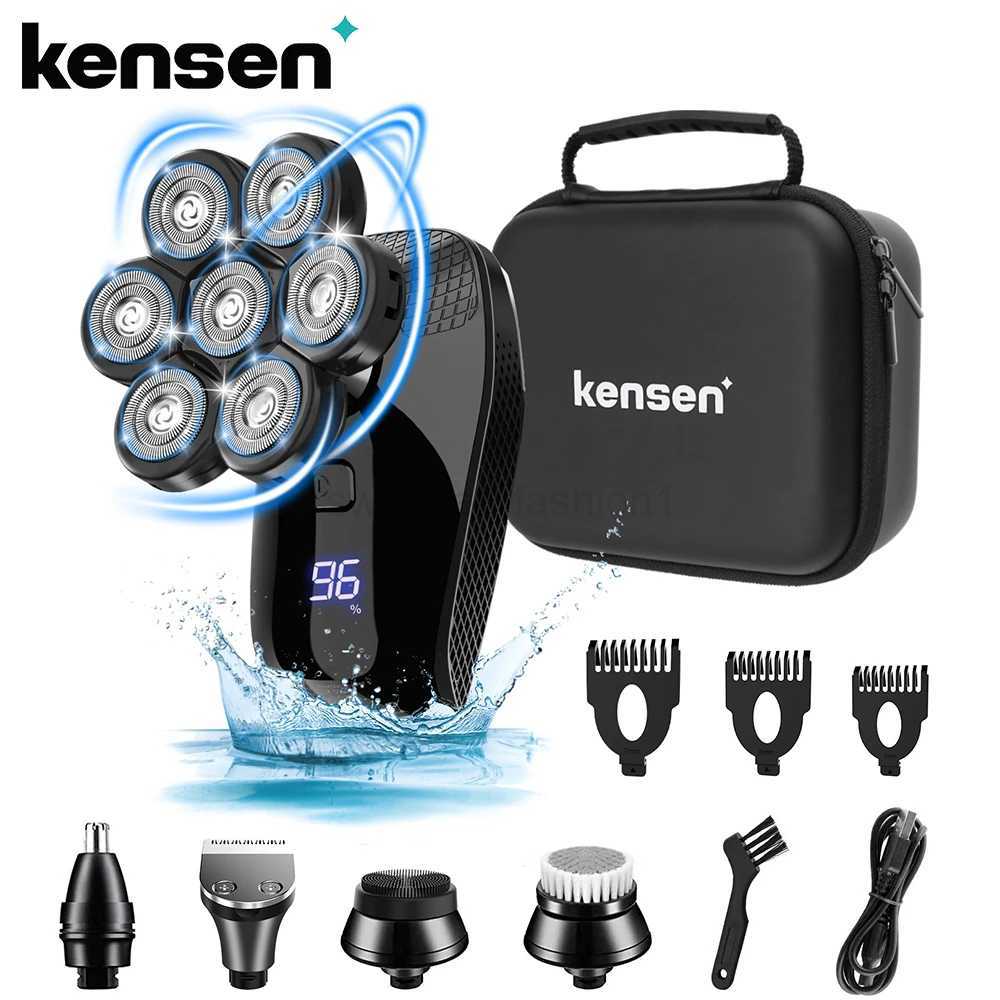 Kensen 5 In 1 Electric Shaver 7D Floating Cutter Head Rechargeable Shaver Kit For Men IPX6 Waterproof Beard Trimmer head shaversB240709