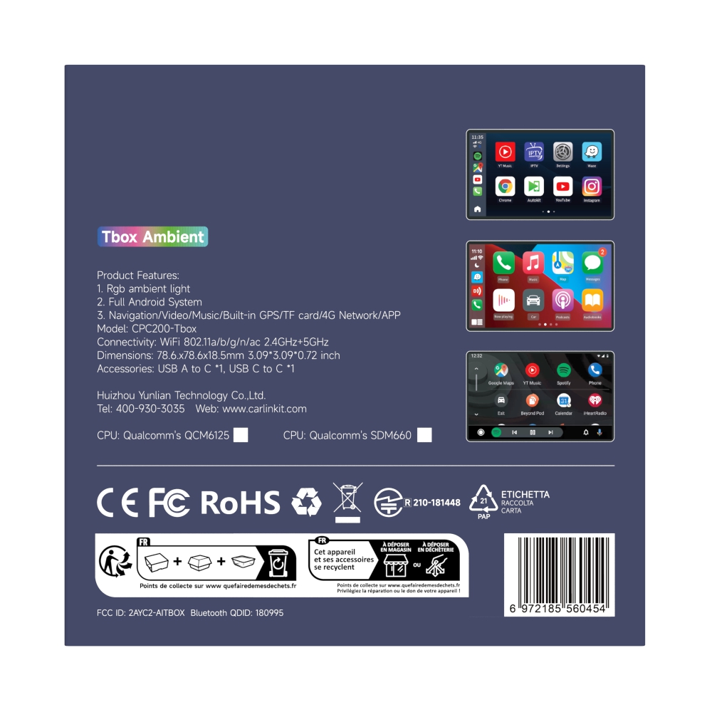 Carlinkit Youtube Netflix Android 13 8+128gb WIFI Car Box With SIM QCM6225 Chipset Wireless Android Auto Carplay Android Ai Box Car play box
