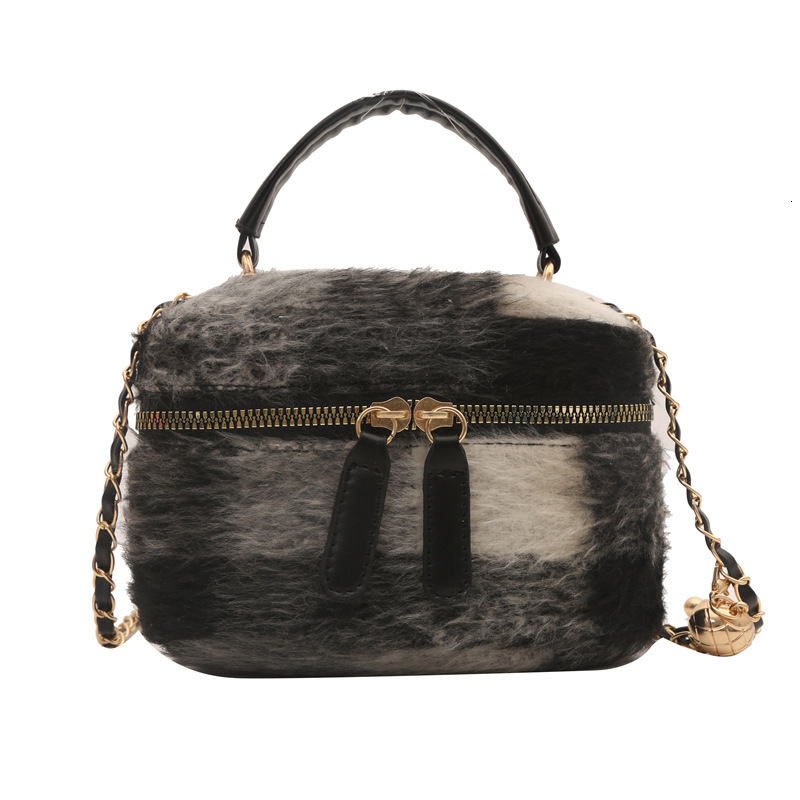 Autumn and winter popular woolen box small for women 2024 new fashion versatile crossbody super hot plaid shoulder bag H7.18#16