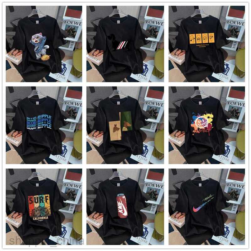 Men's T Shirts Pure cotton T-shirt trendy brand sports new men women loose round neck printed famous base tees tops