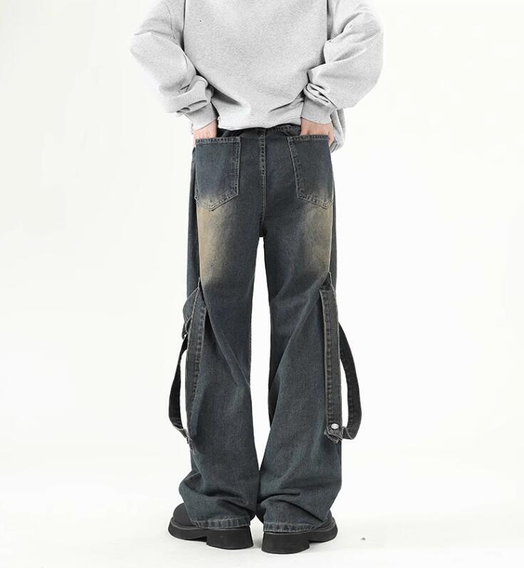 ABFR American deconstructive workwear jeans, spring and autumn patchwork, high-end feel, straight leg loose pants, children's clothing